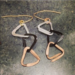 Petite Cascading Triangles Mixed Metals Earrings